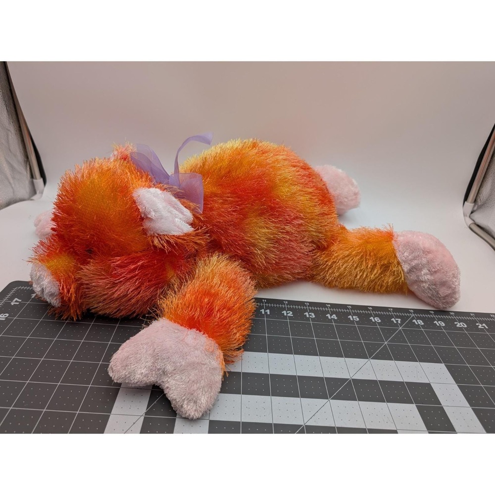 Walmart Tie Dye Orange Pig Plush Furry‎ 21 Inch Long Stuffed Animal Toy